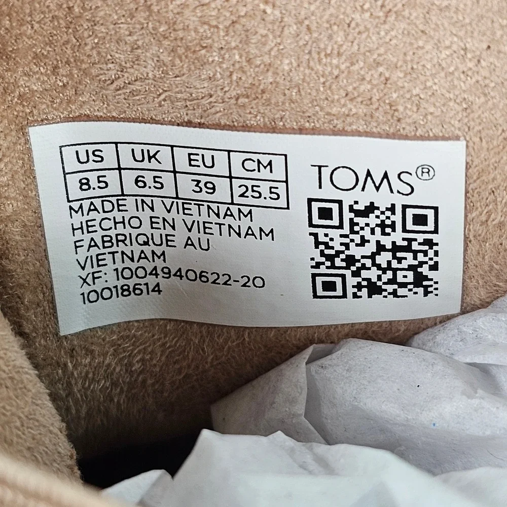 TOMS Kelsey Tan Suede Herringbone Wedge Ankle Booties 10018614 Womens 8.5